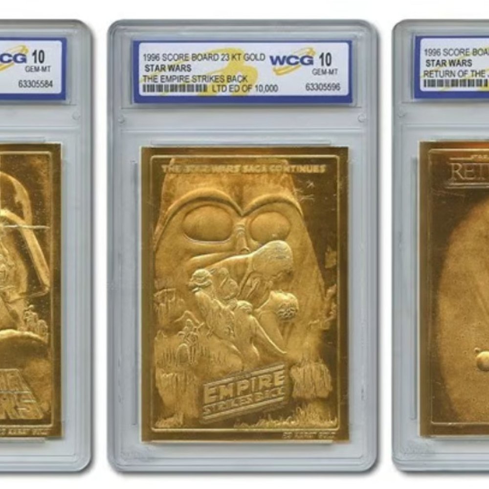 Collectible 23kt Gold Star Wars Cards ~ Set of 3 ~ Brand New In Cases!